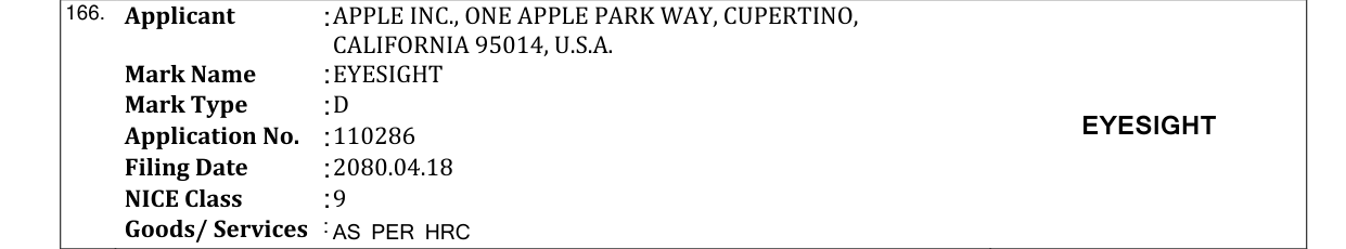 Original bulletin entry for EYESIGHT