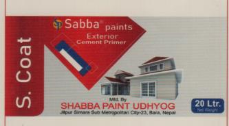 SABBA PAINTS EXTERIOR CEMENT PRIMER (and logo) trademark logo