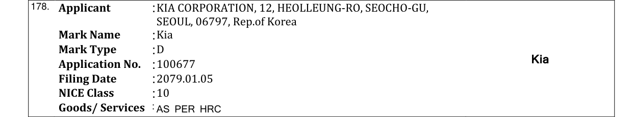 Original bulletin entry for Kia