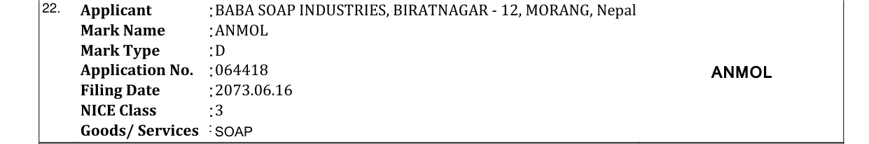 Original bulletin entry for ANMOL