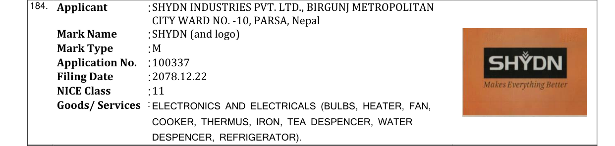 Original bulletin entry for SHYDN (and logo)