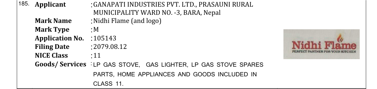 Original bulletin entry for Nidhi Flame (and logo)