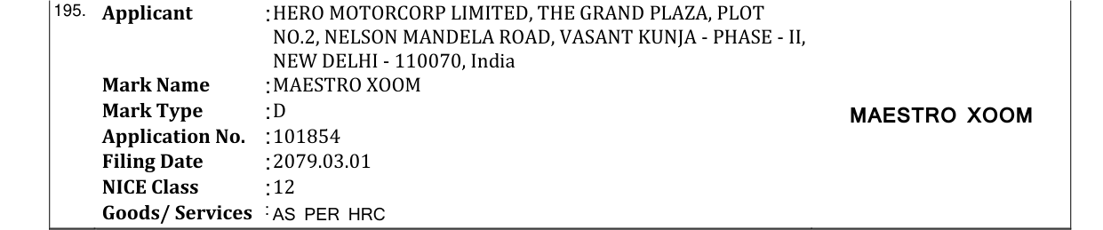 Original bulletin entry for MAESTRO XOOM
