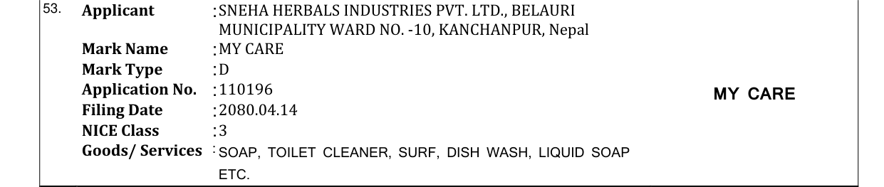 Original bulletin entry for MY CARE