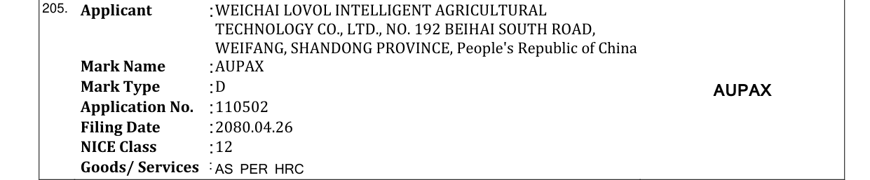Original bulletin entry for AUPAX
