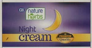 NATURE HERBS NIGHT CREAM (and logo) trademark logo