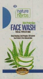 NATURE HERBS SKIN PROTECTION FACE WASH (and logo) trademark logo
