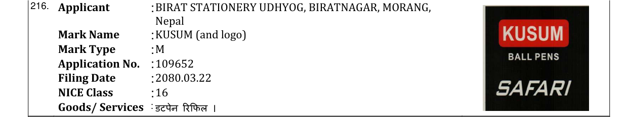 Original bulletin entry for KUSUM (and logo)