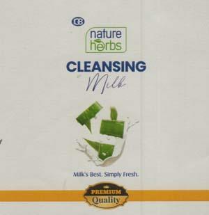 NATURE HERBS CLEANSING MILK (and logo) trademark logo