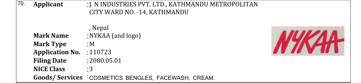 Original bulletin entry for NYKAA (and logo)