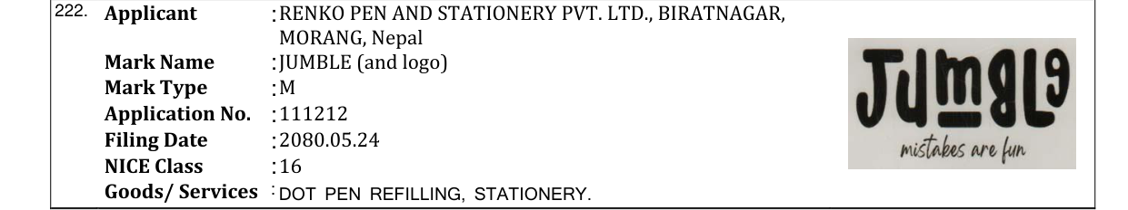 Original bulletin entry for JUMBLE (and logo)