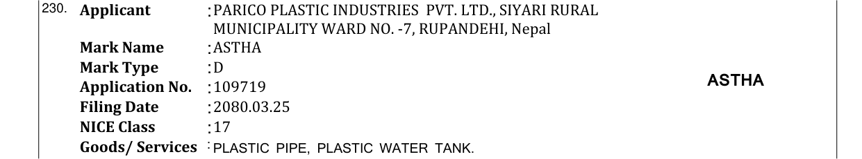 Original bulletin entry for ASTHA