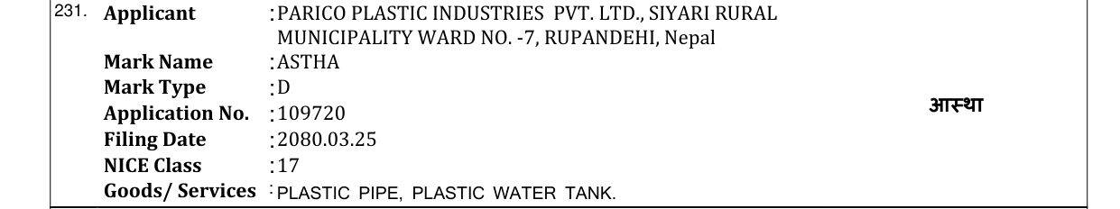 Original bulletin entry for ASTHA