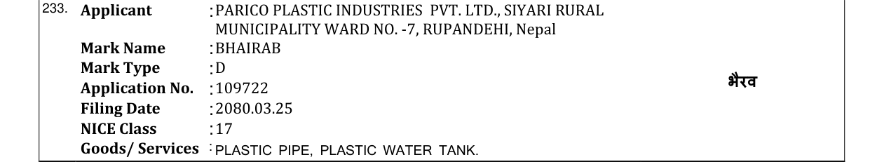 Original bulletin entry for BHAIRAB