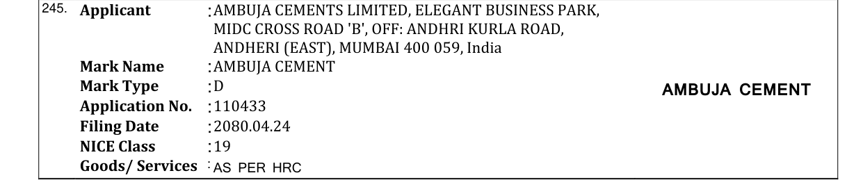 Original bulletin entry for AMBUJA CEMENT