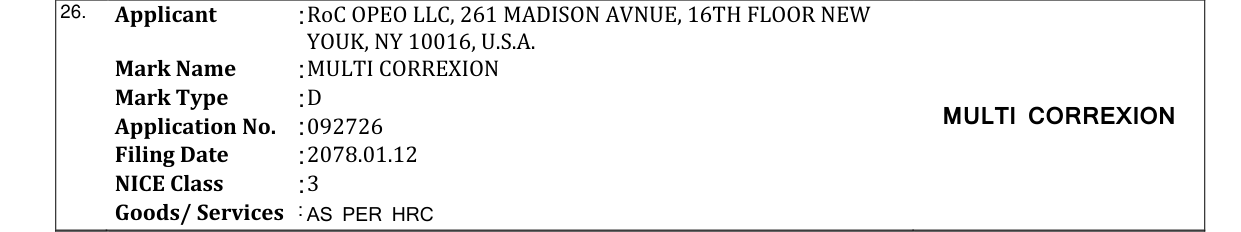 Original bulletin entry for MULTI CORREXION