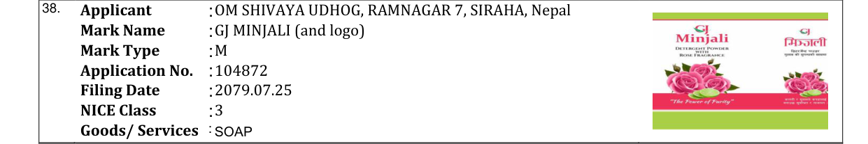 Original bulletin entry for GJ MINJALI (and logo)