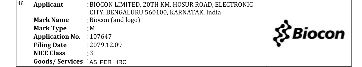 Original bulletin entry for Biocon (and logo)