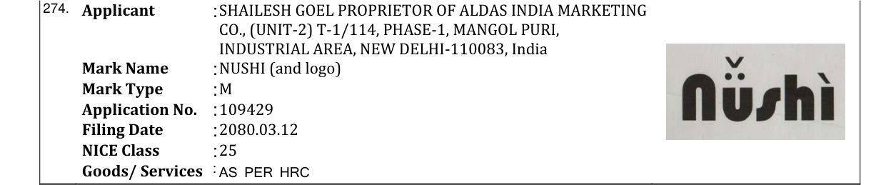 Original bulletin entry for NUSHI (and logo)