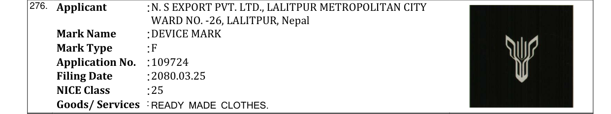 Original bulletin entry for DEVICE MARK
