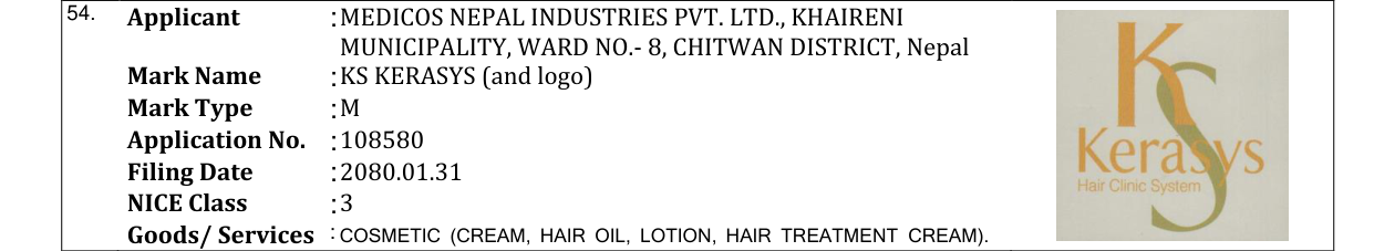 Original bulletin entry for KS KERASYS (and logo)