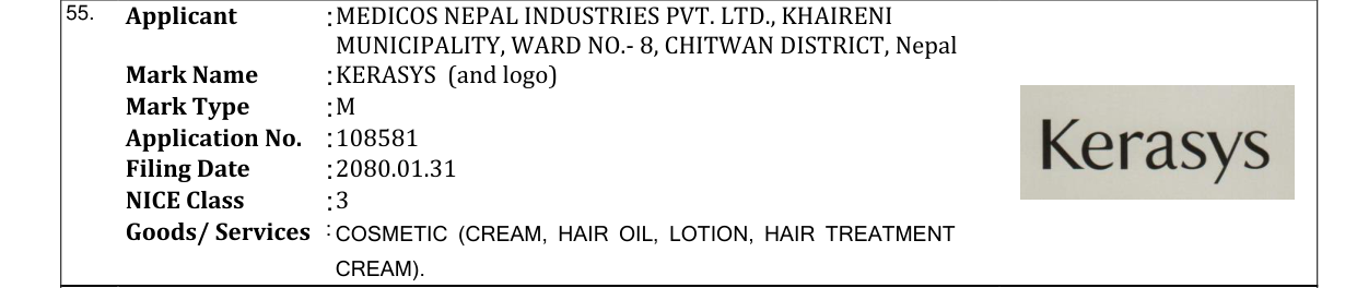 Original bulletin entry for KERASYS (and logo)
