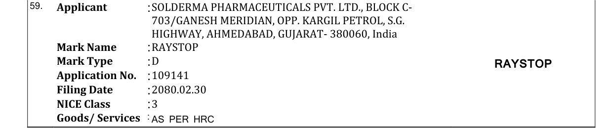 Original bulletin entry for RAYSTOP