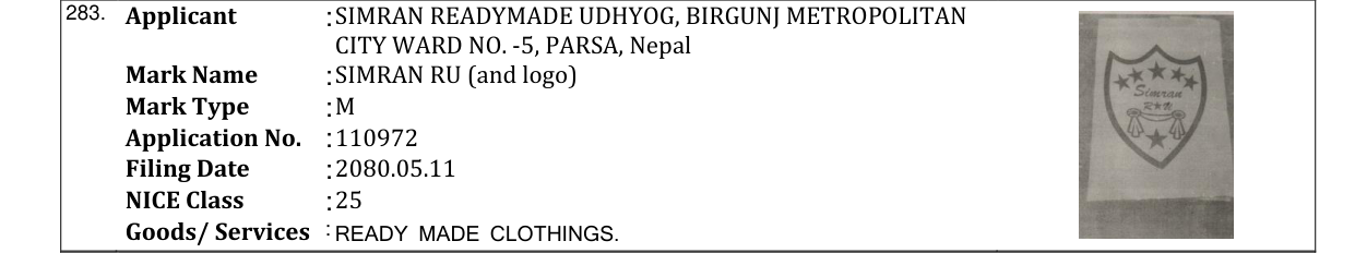 Original bulletin entry for SIMRAN RU (and logo)