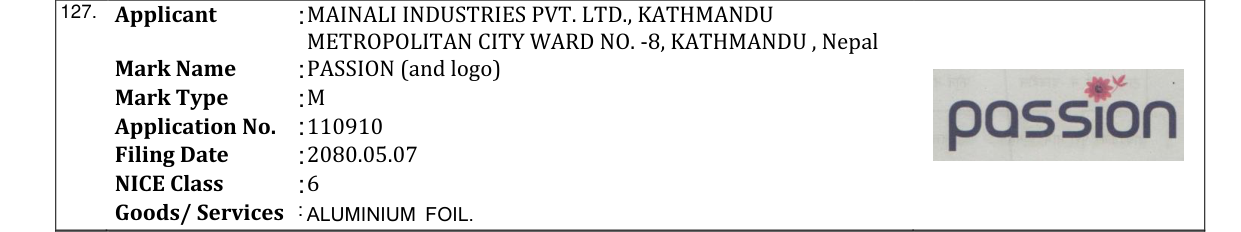 Original bulletin entry for PASSION (and logo)