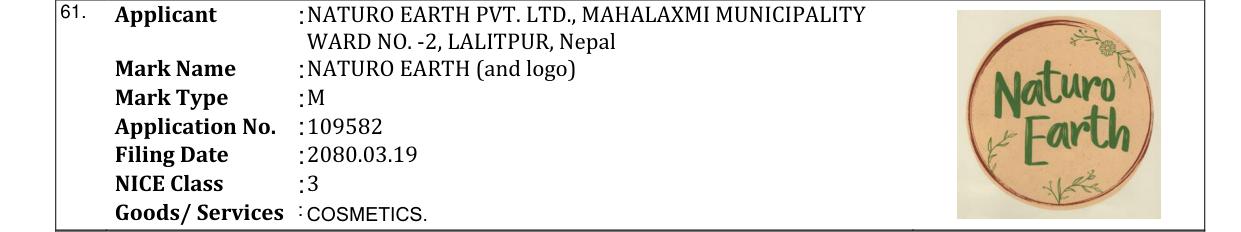 Original bulletin entry for NATURO EARTH (and logo)