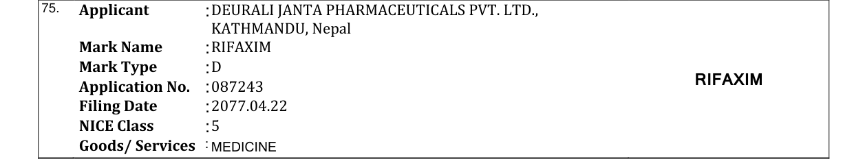 Original bulletin entry for RIFAXIM