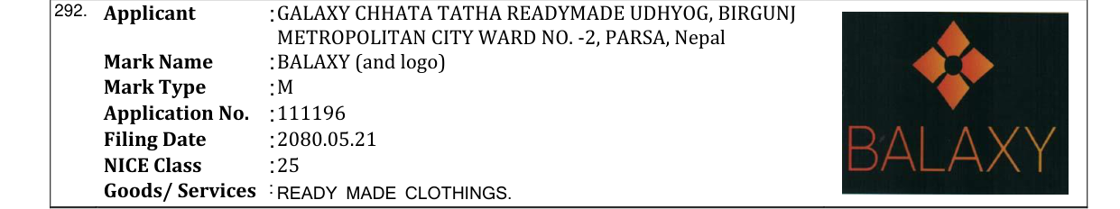 Original bulletin entry for BALAXY (and logo)