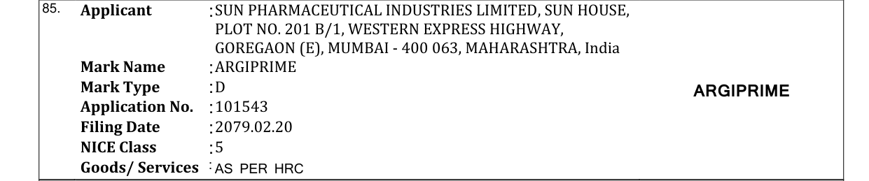 Original bulletin entry for ARGIPRIME