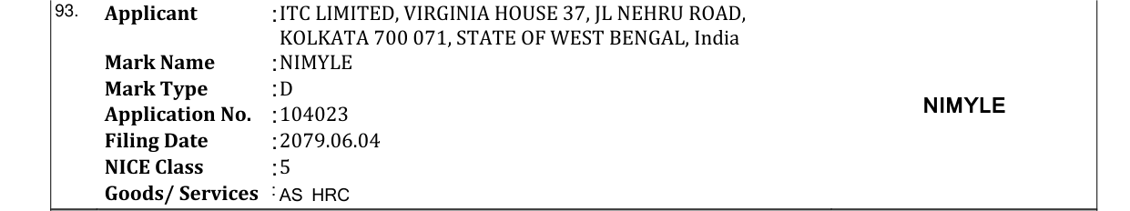 Original bulletin entry for NIMYLE