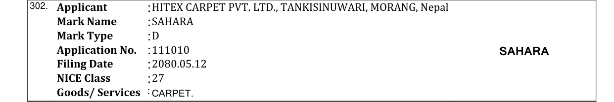 Original bulletin entry for SAHARA