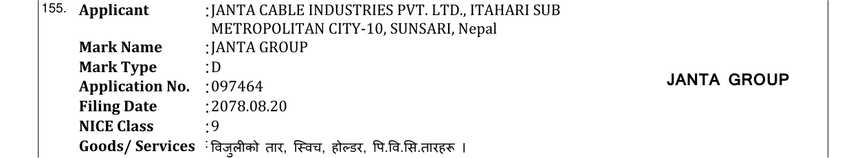 Original bulletin entry for JANTA GROUP