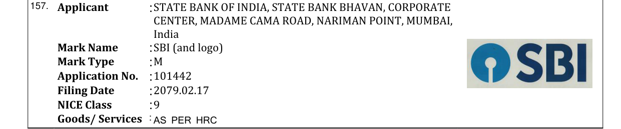 Original bulletin entry for SBI (and logo)