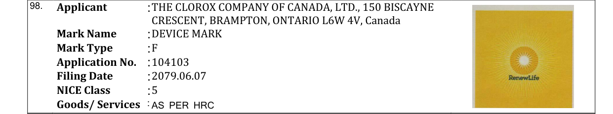 Original bulletin entry for DEVICE MARK