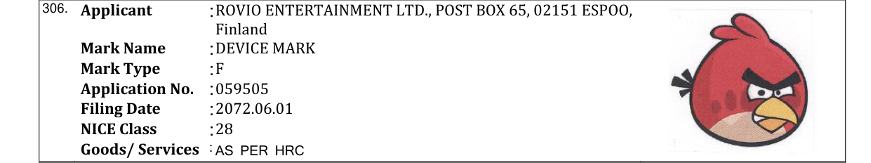 Original bulletin entry for DEVICE MARK