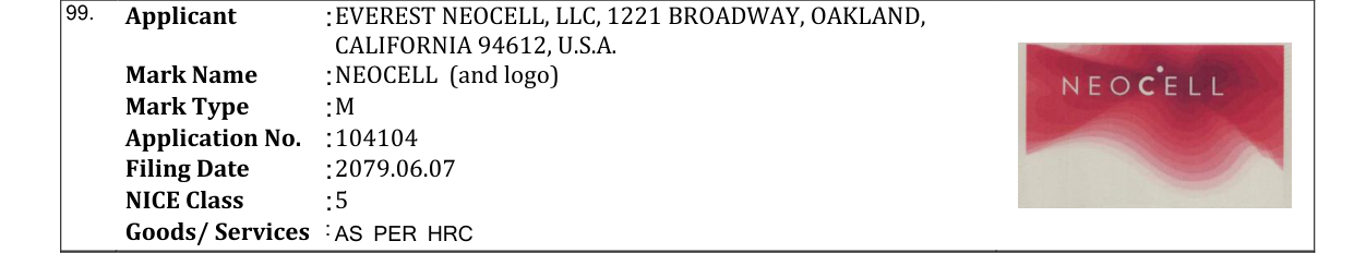 Original bulletin entry for NEOCELL (and logo)