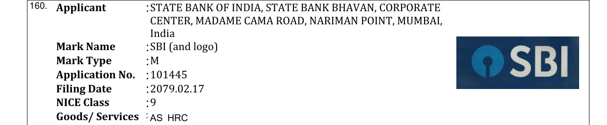 Original bulletin entry for SBI (and logo)