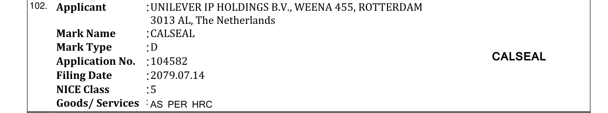 Original bulletin entry for CALSEAL