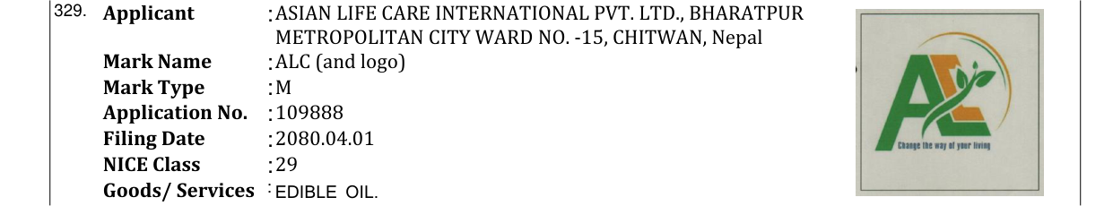 Original bulletin entry for ALC (and logo)
