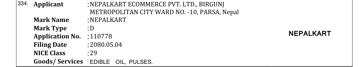 Original bulletin entry for NEPALKART