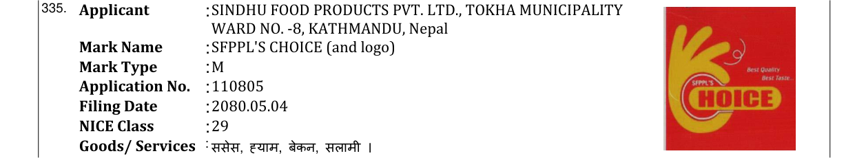 Original bulletin entry for SFPPL'S CHOICE (and logo)