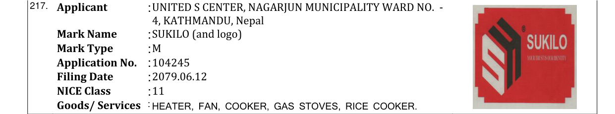 Original bulletin entry for SUKILO (and logo)