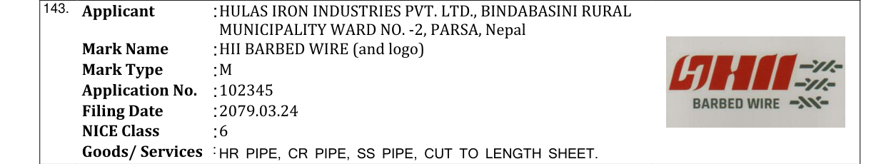 Original bulletin entry for HII BARBED WIRE (and logo)