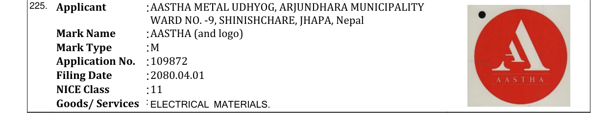 Original bulletin entry for AASTHA (and logo)
