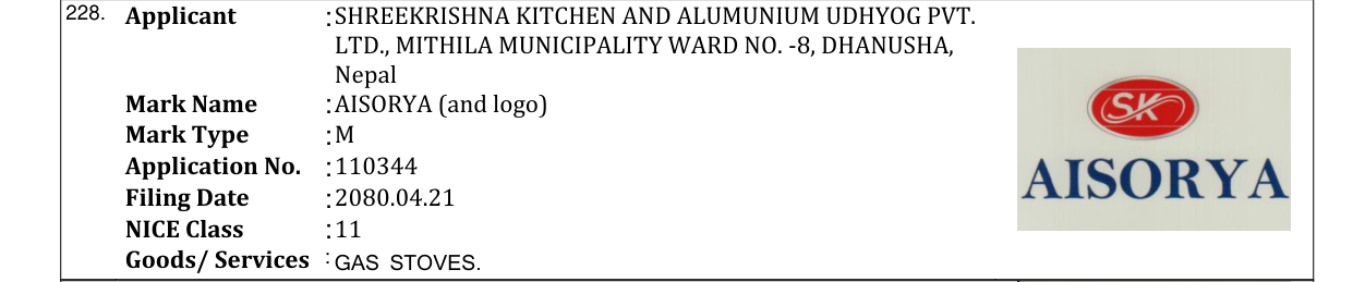 Original bulletin entry for AISORYA (and logo)