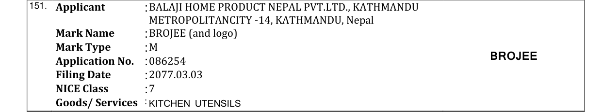 Original bulletin entry for BROJEE (and logo)